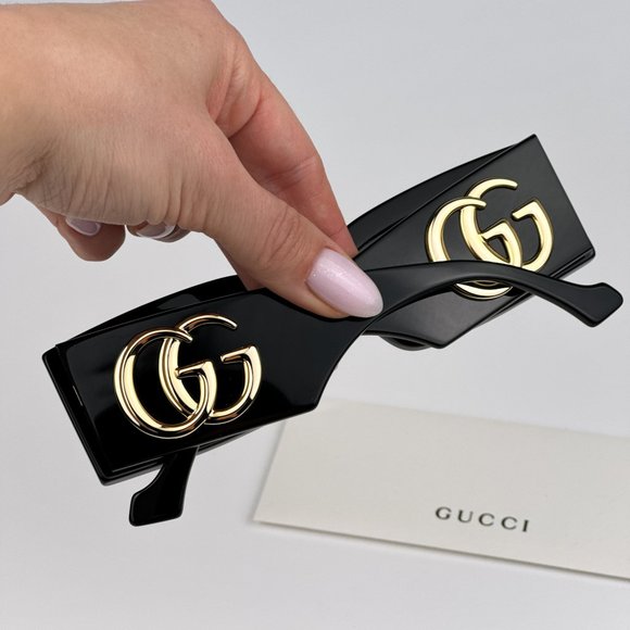 Gucci GG1425S 001 Sunglasses Black Grey Rectangle Unisex GG 1425S main image 10